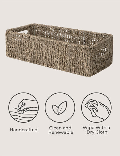 Wicker Seagrass Baskets, Toilet Basket Tank Topper 