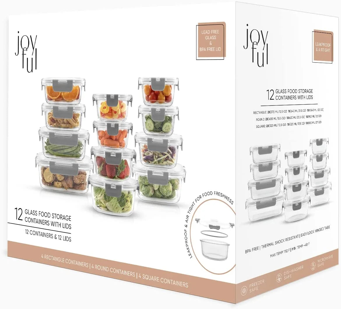 24 Piece Glass Storage Container Set 