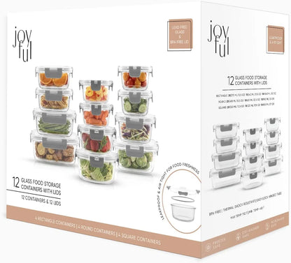 24 Piece Glass Storage Container Set 