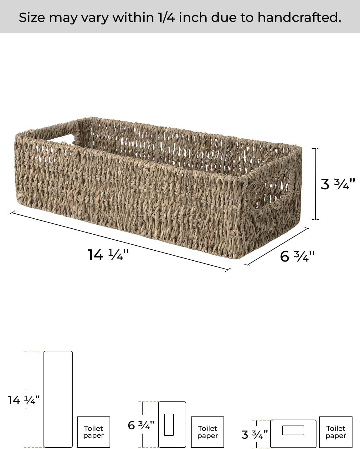 Wicker Seagrass Baskets, Toilet Basket Tank Topper 
