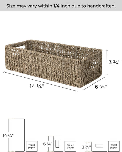 Wicker Seagrass Baskets, Toilet Basket Tank Topper 