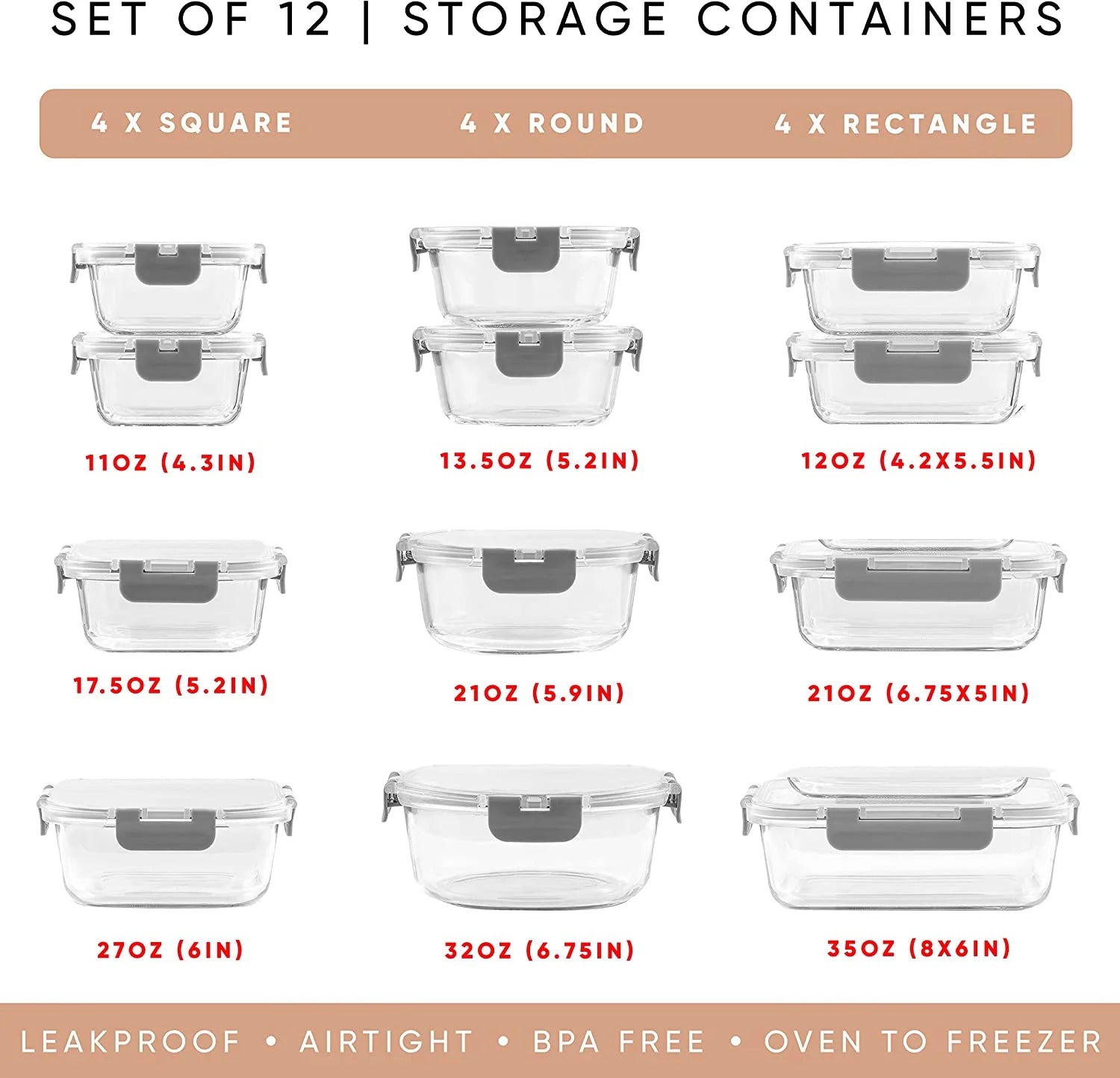24 Piece Glass Storage Container Set 