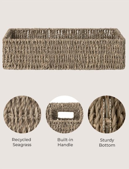 Wicker Seagrass Baskets, Toilet Basket Tank Topper 