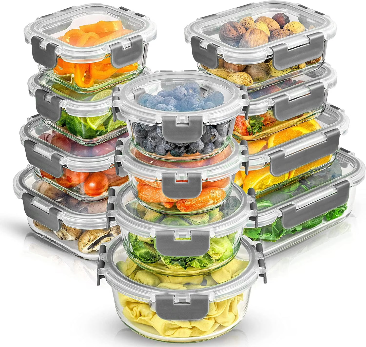 24 Piece Glass Storage Container Set 